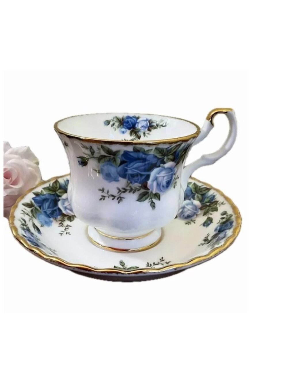Vintage Royal Albert Moonlight Rose Blue China -1 Cup & Saucer 6368742 EUC